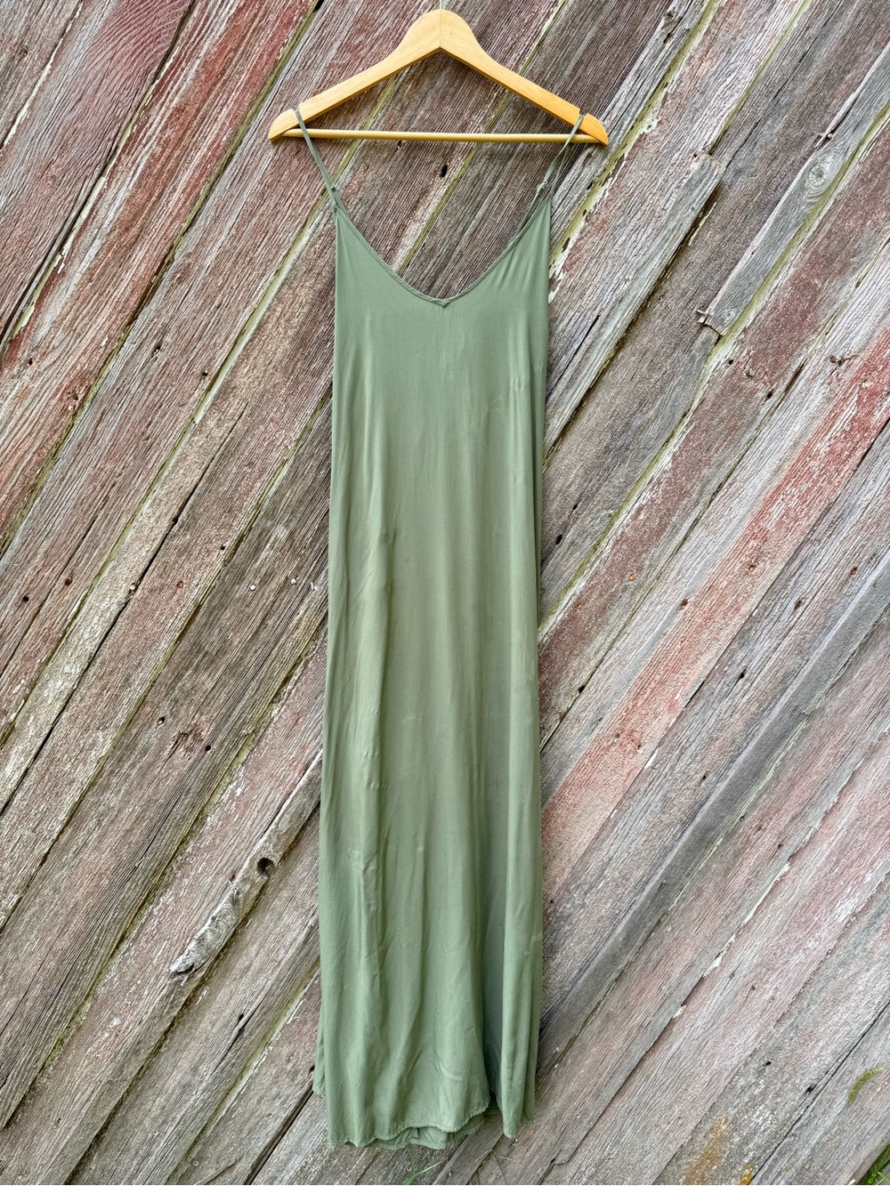 Old Navy Olive Green Maxi Slip Dress with V-Neck